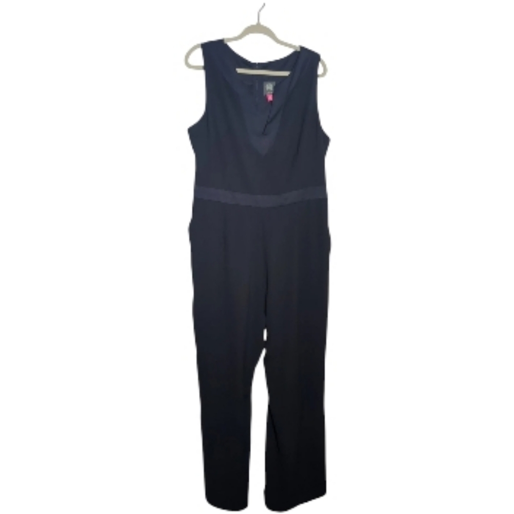 Vince Camuto Sz18 Navy Blue Embellished Jumpsuit Formal Wedding Guest Minimalist